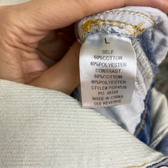 Polagram Denim Jumsuit Light Wash V-neck Collared Corduroy Sz L Straight Leg - Picture 12 of 16